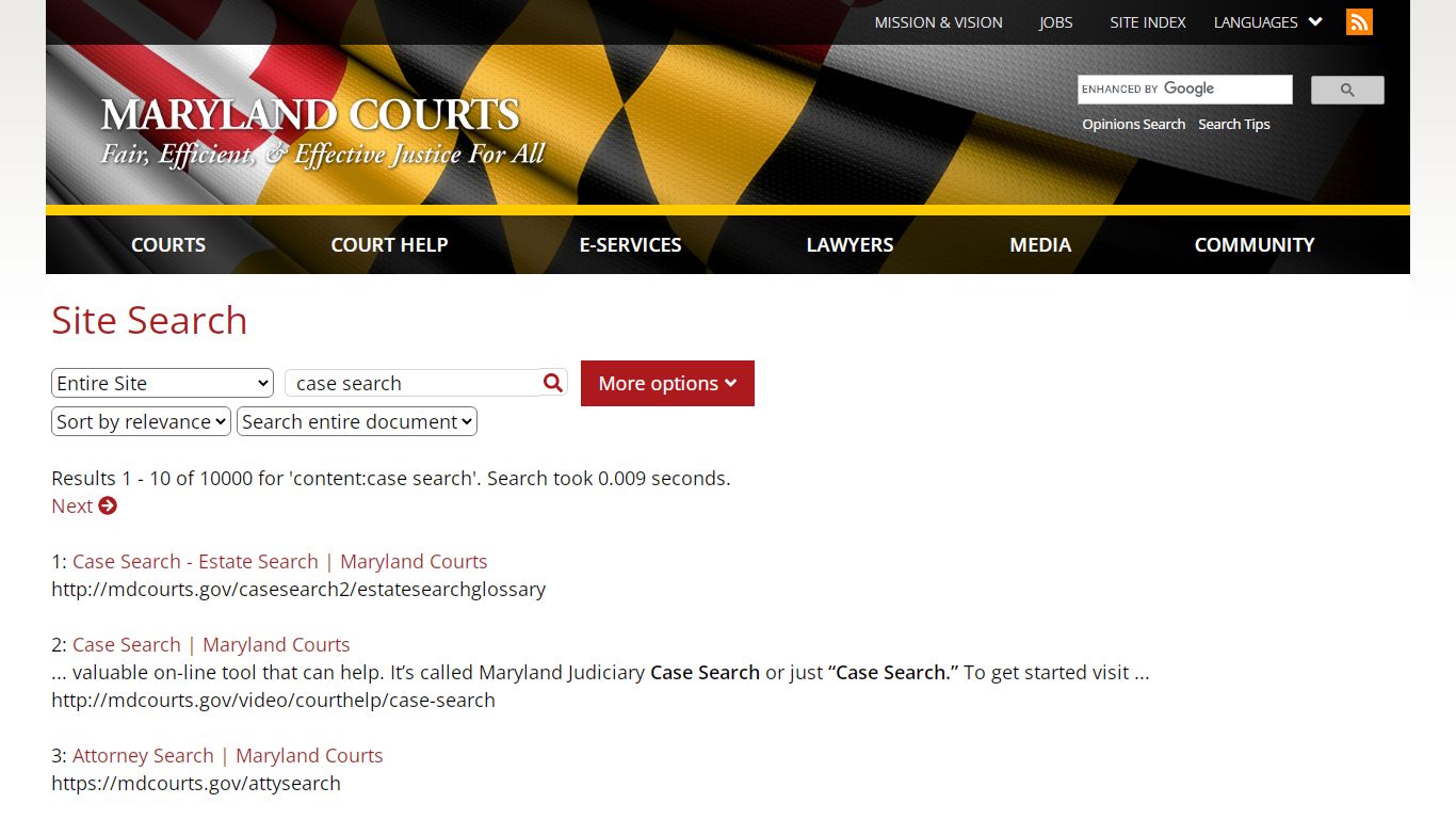 Site Search | Maryland Courts